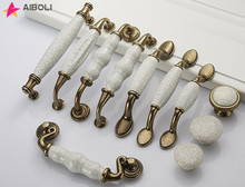 Aiboli-puxadores de porta e gaveta, para móveis de cozinha, branco, cerâmica, para gabinete 2024 - compre barato