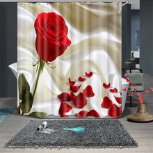 3d Red Rose and Diamond Pattern Shower Curtains Bathroom Curtain Thicken Waterproof Thickened Bath Curtain 2024 - buy cheap