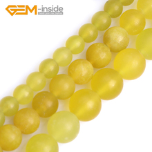 Pedra semi-preciosa de limão natural, contas soltas, redondas, opacas, para fazer joias, 15 polegadas, fio de 6mm, 8mm, 10 2024 - compre barato