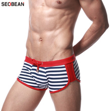 SEOBEAN Summer Best Selling New Swimming Suits Low Waist Sexy Men's Striped Holiday Beach Swimming Trunks 2024 - buy cheap