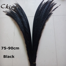 Penas pretas de faisão, 50 und., alta qualidade, cor preta, 75-90cm, 30-35 polegadas, decoração, diy, zebra, faisão 2024 - compre barato