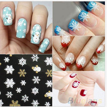 Nail art sticker christmas snow flower designed mixed white gold color nail decals DIY 3D nail art manicure adhesive BZ085 2024 - buy cheap