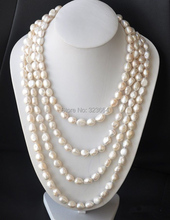 LONG 100" 13mm NATURE white baroque freshwater pearl necklace 2024 - buy cheap