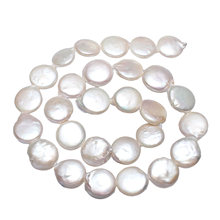 Moneda cultivada de alta calidad perlas de agua dulce plana redonda blanca Natural 13-14mm aprox. 0,8mm vendidos por hilo de aproximadamente 14,5 pulgadas 2024 - compra barato