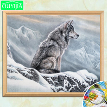 OUYIJIA Wolf Ink And Wash Painting Styl 5D DIY Diamond Painting Full Square Diamond Embroidery Picture Of Rhinestones Mosaic 2024 - buy cheap