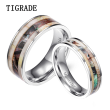 Tigrade 6/8mm Men's Titanium Ring Deer Antlers Camouflage Inlay Granite Design Wedding Band Engagement Rings For Women Jewelry 2024 - buy cheap