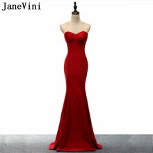 JaneVini темно-красное платье-Русалка для жениха, платья для невесты 2018, Длинные иллюзионные Свадебные платья для мамы, атласные вечерние платья для выпускного вечера 2024 - купить недорого