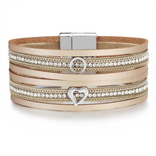 Minhin multi camadas pulseiras de couro para as mulheres novo design amor coração encantos envoltório pulseiras pulseiras moda jóias 2024 - compre barato