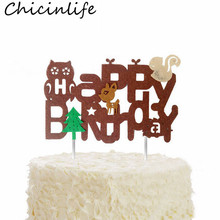 Chicinlife 1Pcs Woodland Forest Animal Happy Birthday Cake Topper Baby Shower Child Birthday Party Decoration Supplies 2024 - buy cheap