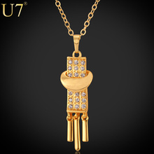 Collar de borla U7 de diamantes de imitación de Color dorado, joyería Unisex, venta al por mayor, colgante de 4,5 cm, P437 2024 - compra barato