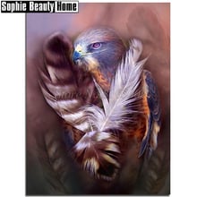 Diy 5D Diamond Painting Cross Stitch Animal Eagle and Feather Diamond Embroidery Pattern Full Drill Mosaic Home Decor Art 188320 2024 - buy cheap