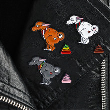 2Pcs/set Badge On A backpack Enamel Pin Dog And Rainbow Excrement Brooches  For Women Men Cute Animal Shit Brooch Jewelry Gifts 2024 - buy cheap