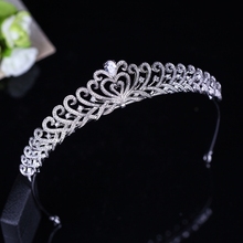 Charming Cubic Zirconia Tiara Fashion Women Wedding Party Headdress Clear Zircon Stone Crown Headpiece Hair Accessories Hairwear 2024 - buy cheap