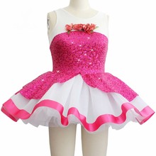 Fantasia de bailarina com lantejoulas rosas, roupa para balé adulto com tutu, saia tutu infantil, vestido de dança para meninas 2024 - compre barato