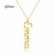 Collar Vertical de lino en inglés, gargantilla de Color dorado, de acero inoxidable, personalizado, colgante, regalo romántico 2024 - compra barato