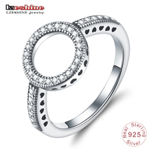 LZESHIN 100% Genuine 925 Sterling Silver Ring Forever Clear Black CZ Circle Round Finger Rings Women Luxury Jewelry bijoux 2024 - buy cheap