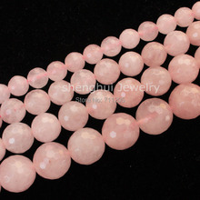 Lixa redonda rosada natural facetada 15 "/38cm, para fazer joias diy, fornece atacado misto para todos os itens! 2024 - compre barato