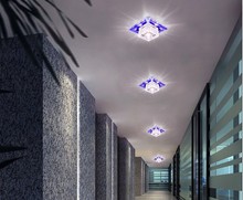 Современная светодиодная квадратная хрустальная лампа, утопленный потолочный светильник для коридора, гостиной, точечные светильники, 5 Вт 2024 - купить недорого