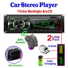 DC12V  60W x4CH Car Stereo MP3 Player Dual USB Port Support Bluetooth-compatible ISO Interface and Fast Charging with SWC Remote 2024 - buy cheap