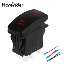 Interruptor de carro à prova d'água, 12 v e 24v, 5 pinos ligados, para barco e caminhão, luz azul, vermelho, verde, interruptor de luz traseira