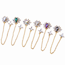 GOLD WEDDING NAIL CHARMS - 10PCS top-level long nail Charms 3D Nail Art Decoration Crystal Gems rhinestone dangles-charms, GH767 2024 - buy cheap