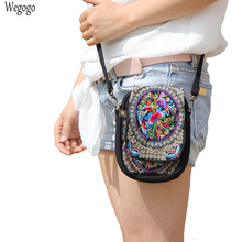 Женская сумка с вышивкой в этническом стиле Boho, винтажная тканевая сумка-мессенджер с вышитыми маленькими монетами, дорожный пляжный кошелек для телефона 2024 - купить недорого