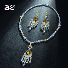 Be 8 hermoso brillante Zirconia cúbica Africana cuentas juegos de joyas para mujer regalo nupcial pendiente collar Bijoux Femme S347 2024 - compra barato