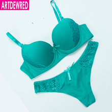 ARTDEWRED New Lace Bra Set Sexy Solid Bra Brief Sets Women Underwear Set Push up Brassiere&Thong 32 34 36 38 ABC Cup 2024 - buy cheap