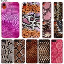 Binnas capa de telefone de couro, capa de celular transparente, colorida de textura de cobra para iphone x xs max xr 8 7 6 6s plus 5 se 5c 4 segundo 2024 - compre barato