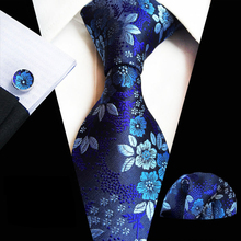 3 Pcs/Set 8cm Men Formal Ties Set Royal Blue Paisley Embroidered Necktie with Pocket Square Cufflink 2024 - buy cheap