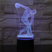 Throwing Discus 3D LED Desk lamp Bedside Sculpture Figure Touch Sensor RGB Decorative Lamp Child Kids Discobolus LED Night Light 2024 - buy cheap