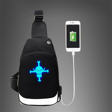 White Beard Pirates Messenger Shoulder Bag Crossbody USB Port Casual Bag Oxford Single Shoulder Anime Black Bag Luminous 2024 - buy cheap