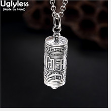 Uglyless Real 925 Sterling Silver Handmade Openable Cylinder Gaudencio Box Pendant without Chain Buddhism Mantra Bijoux Openable 2024 - buy cheap
