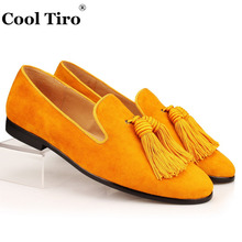 Cool Tiro Gold Suede Loafers Men Slip Slippers Silk Tassel Moccasins Man Casual Flats Men's Dress italian Leather Shoes Luxury 2024 - buy cheap