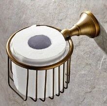 Soporte de cesta de rollo de papel higiénico para baño, accesorio de montaje en pared de latón antiguo Retro Vintage, mba148 2024 - compra barato