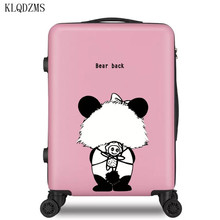 KLQDZMS Bear series 20/22/24/26inch Cartoon rolling luggage spinner  trolley suitcase ABS＋PC travel luggage on wheel 2024 - buy cheap