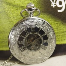 2017 mechanical watch with chain new men women lady Retro Steampunk Victorian Steel Roman Pendant Necklace Pocket watch wp011 2024 - buy cheap