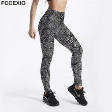 FCCEXIO-mallas de entrenamiento de estilo Punk para Mujer, Leggings de cintura alta, color negro, con estampado geométrico 3D, talla grande 2024 - compra barato