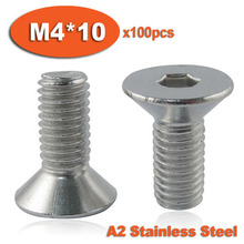 100pcs DIN7991 M4 x 10 A2 Stainless Steel Screw Hexagon Hex Socket Countersunk Head Cap Screws 2024 - buy cheap