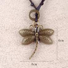 Vintage statement necklace cute dragonfly pendant choker jewelry lovely leather rope necklaces Insect pendants collares mujer 2024 - buy cheap