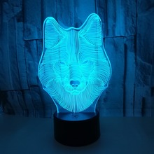 Wolf lâmpada de mesa com controle remoto 3d, lâmpada usb de mesa com toque colorido de visão led para presente, lâmpadas decorativas pequenas 2024 - compre barato