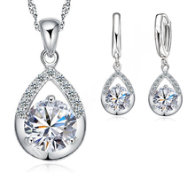 Pure 925 Sterling Silver  Water Drop Jewelry Sets Top Quality Earrings Necklace Set For Women Girls Wedding Accessories 2024 - buy cheap