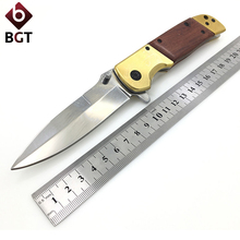 BGT DA69 Folding Knife Tactical Hunting Outdoor Camping Pocket Knives 5Cr13 Blade Wood+Steel Handle Survival EDC Multi Tools 2024 - buy cheap