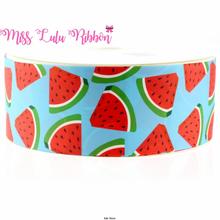 3"75mm summer fruit watermelon printed grosgrain ribbon 7/8" 1-1/2"/elastic ribbon handmade hair bows party decoration 50 yards 2024 - buy cheap