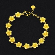 Gold Rose Flowers Chain Wrist Charm Christmas Gift For Women Retro Bridal Bracelet Wedding Jewelry 2024 - buy cheap