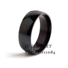 Бесплатная доставка ширина 8 мм чисто черные кольца 316L нержавеющая сталь палец кольцо для мужчин ювелирные изделия оптом 2024 - купить недорого