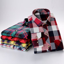 Brand Cotton Flannel Plaid Shirt Men 2019 Autumn New Male Casual Long Sleeve Shirt Plus size High Quality Warm Men Tops Clothes 2024 - buy cheap