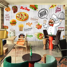 Hand-painted delicious pizza background wall custom large wallpaper mural 3D photo wall manufacturers wholesale 2024 - buy cheap