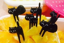 Juego de Mini horquilla de animales para niños, palillos de frutas, bonitos dibujos animados de gato, caja de almuerzo Bento, accesorios de decoración, Color negro, 6 unids/set por Set, 100 2024 - compra barato