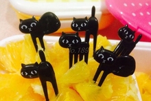 100Set New Mini Animal Fork Fruit Picks Cute Cartoon Cat Children Fork Bento Lunch Box Decor Accessories Black Color 6Pcs/set 2024 - buy cheap